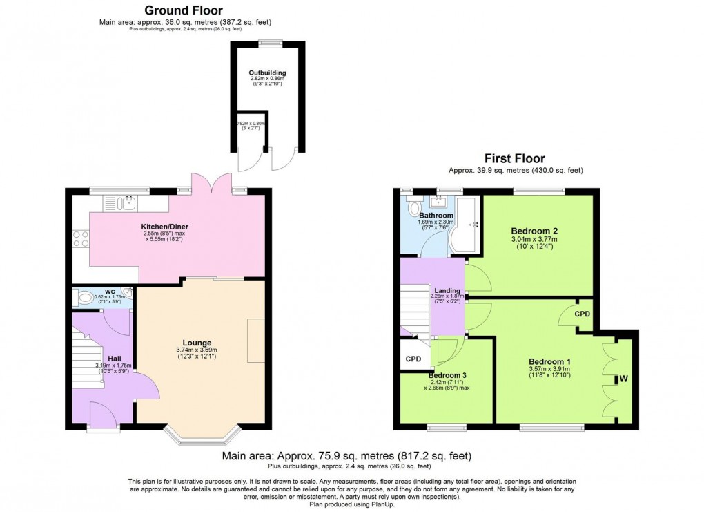 Floorplan for Leigh Crescent, Long Itchington