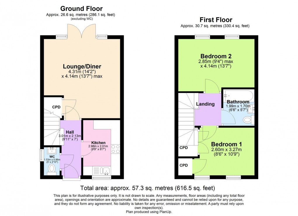 Floorplan for Nelson Way, Long Itchington, Southam